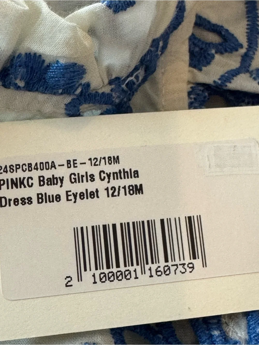 Pink Chicken Cynthia Dress 12-18M Blue Eyelet Embroidered Dress + Bloomer NWT